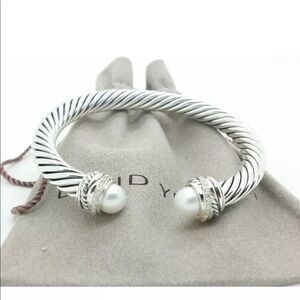 DAVID YURMAN Pearl & Diamond Cable Classics Crossover Bracelet